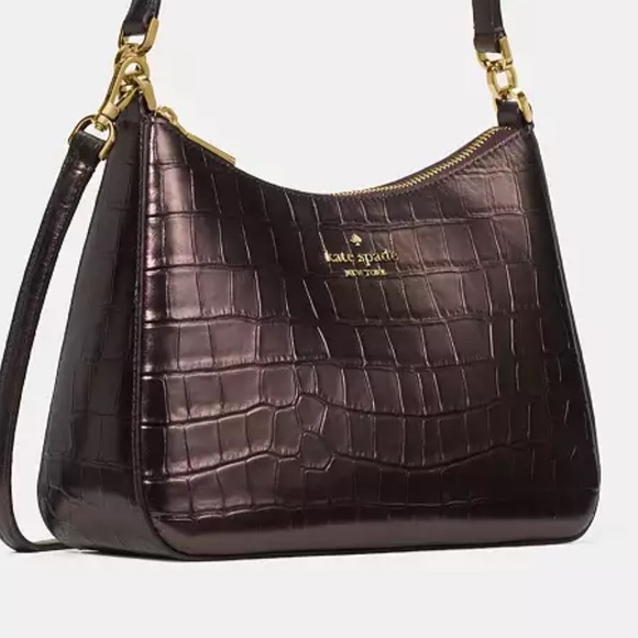 KATE SPADE Margot Metallic Croc Embossed Convertible Shoulder Bag NWT - Picture 2 of 7